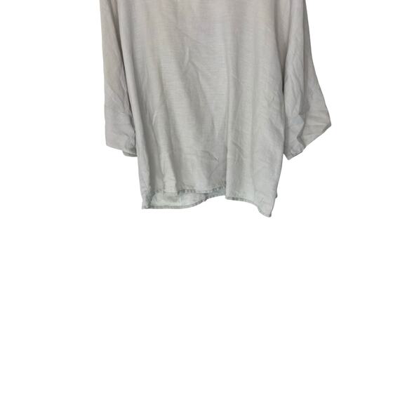Flax Blouse Beige Linen Short Sleeve‎ Scoop Neck Lagenlook Coastal Grandma Large - Picture 6 of 12
